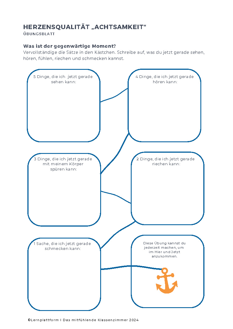 arbeitsblatt achtsamkeit